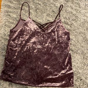 Purple velvet cross cross tank